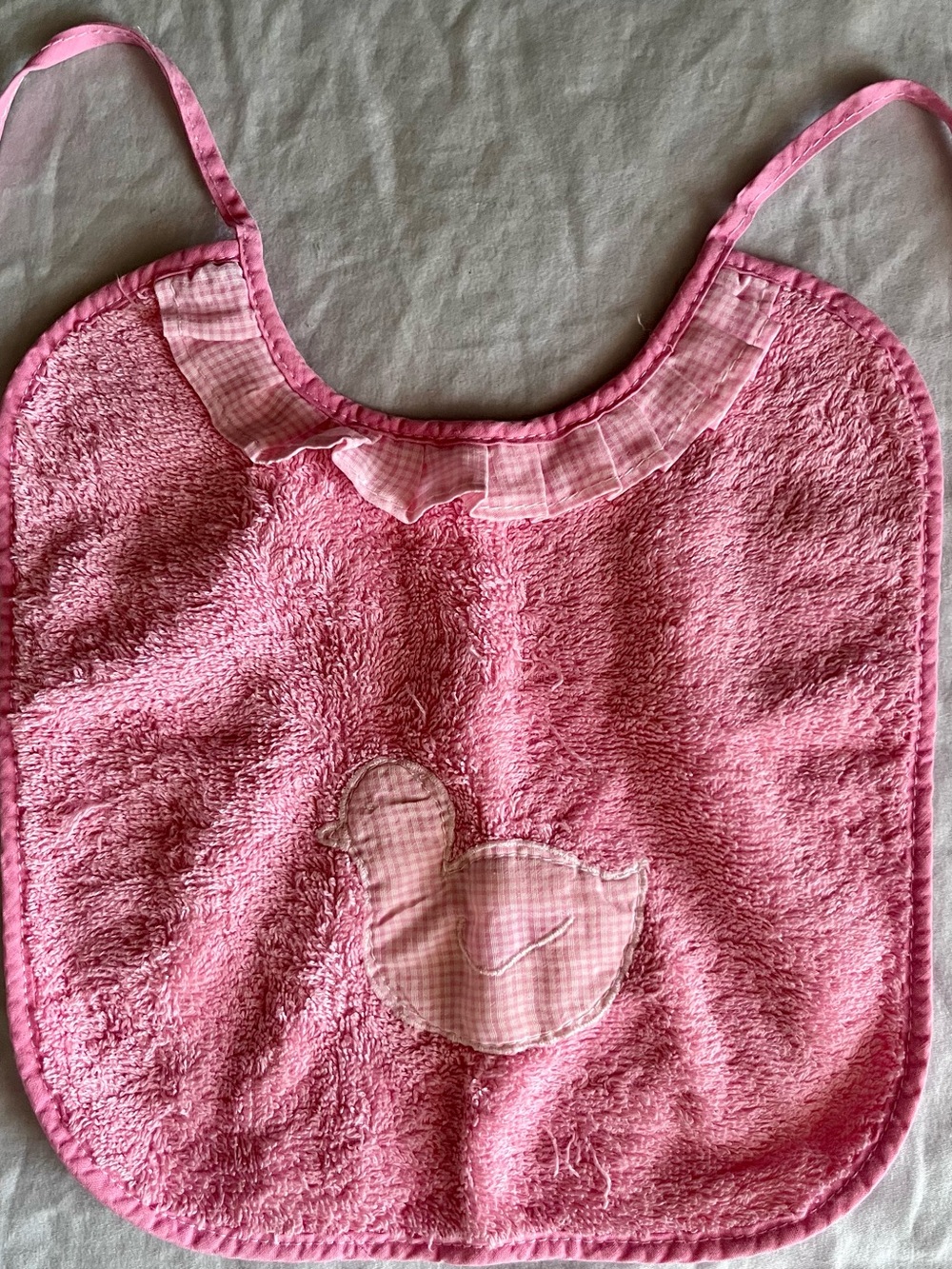 Pink Duck Appliqué Baby Bib